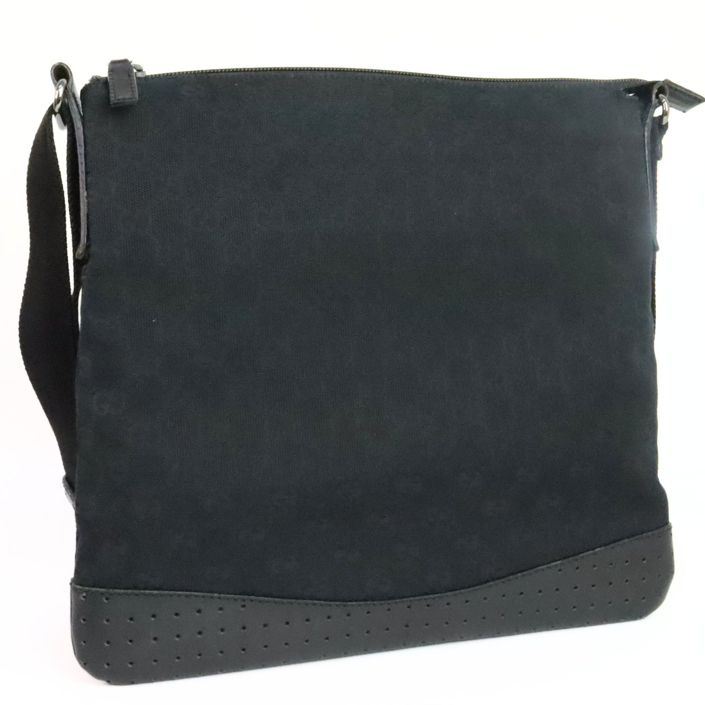 GUCCI GG Canvas Leather Shoulder Bag Black