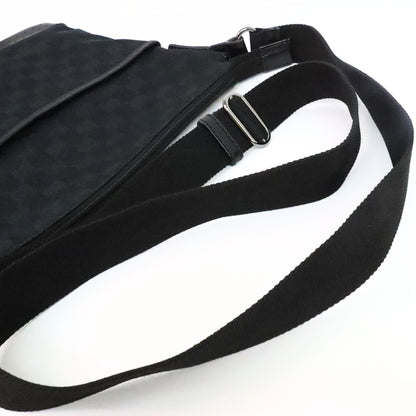 GUCCI GG Canvas Leather Shoulder Bag Black