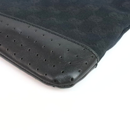 GUCCI GG Canvas Leather Shoulder Bag Black