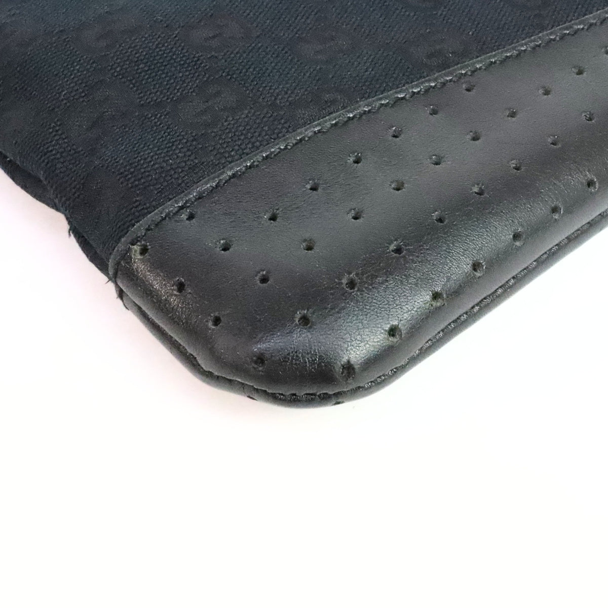 GUCCI GG Canvas Leather Shoulder Bag Black