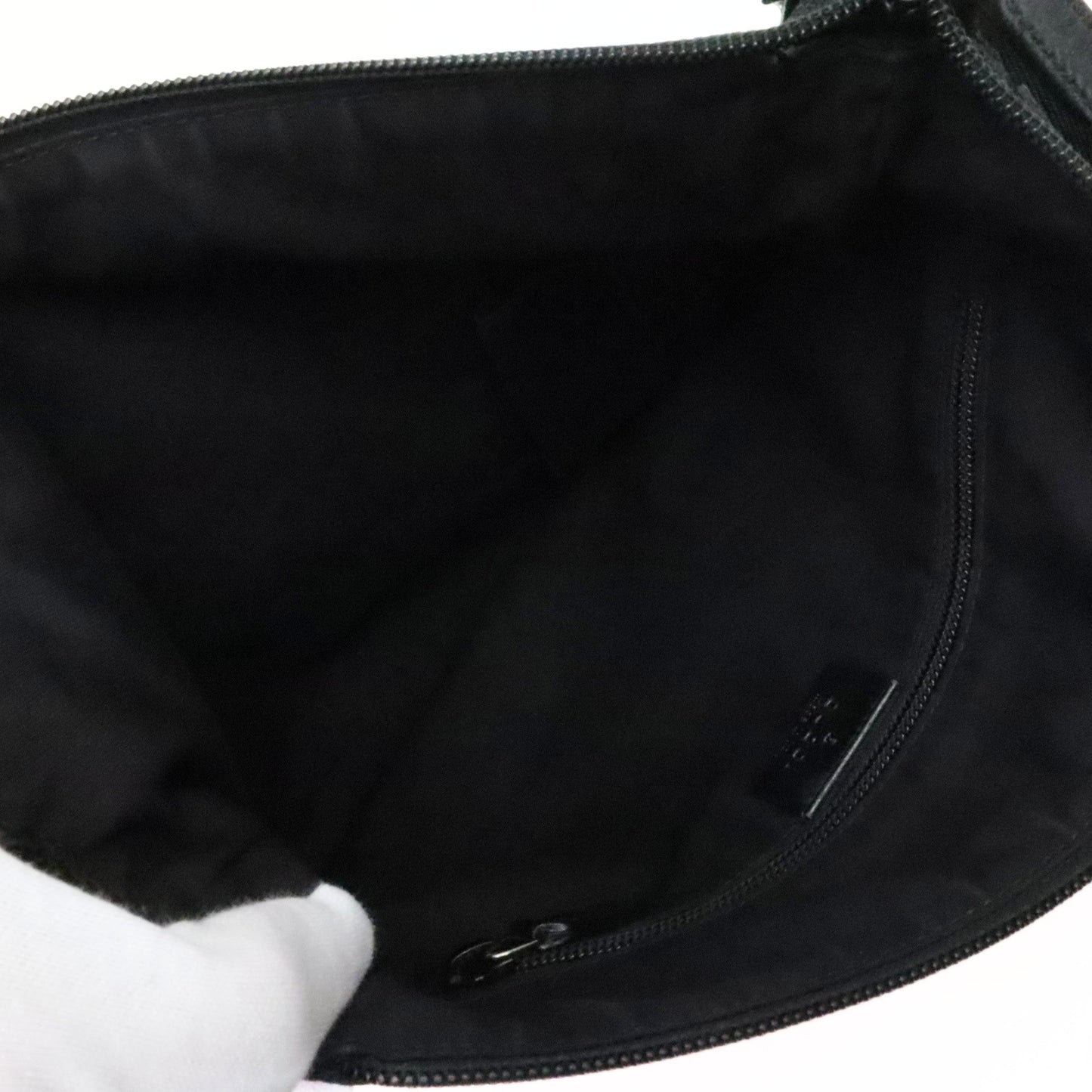 GUCCI GG Canvas Leather Shoulder Bag Black