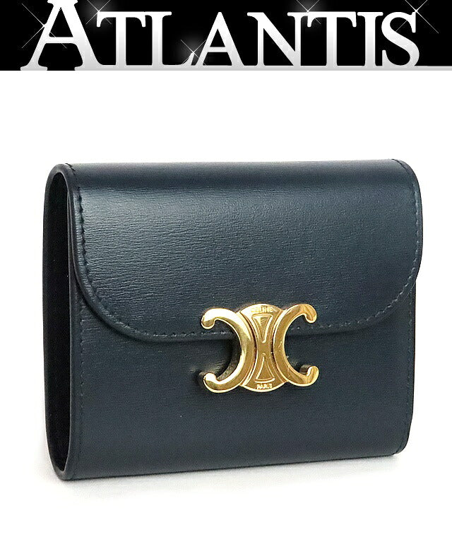 CELINE Triomphe Small Flap Teal Blue Wallet