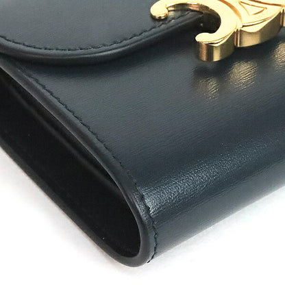 CELINE Triomphe Small Flap Teal Blue Wallet