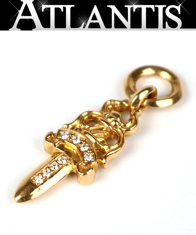 CHROME HEARTS 22K Old Dagger #5 Diamond Charm Gold