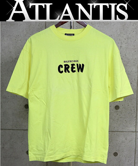 BALENCIAGA CREW Short Sleeve T-Shirt Yellow Size S