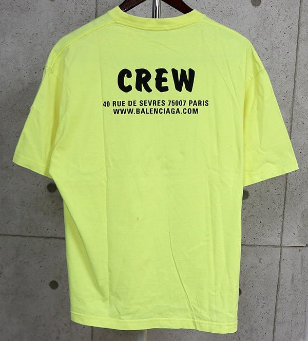 BALENCIAGA CREW Short Sleeve T-Shirt Yellow Size S