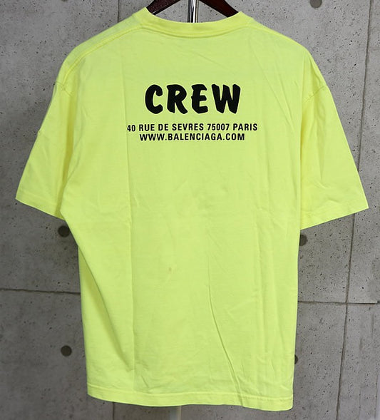 BALENCIAGA CREW Short Sleeve T-Shirt Yellow Size S
