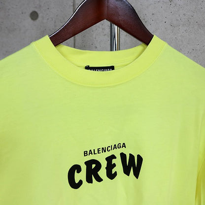 BALENCIAGA CREW Short Sleeve T-Shirt Yellow Size S