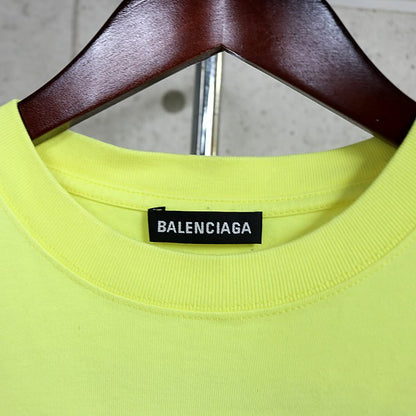 BALENCIAGA CREW Short Sleeve T-Shirt Yellow Size S