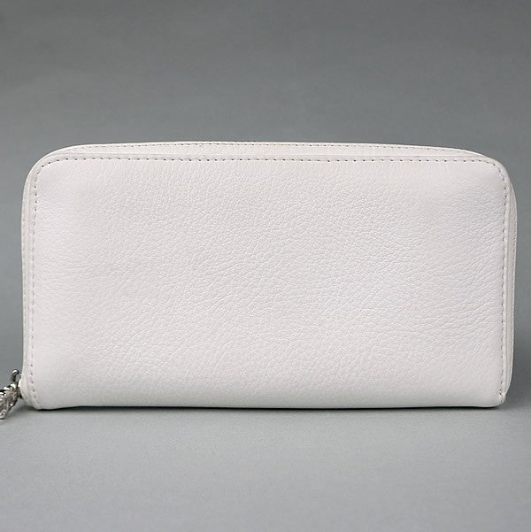 CHROME HEARTS REC F ZIP #2 3 Cemetery Cross Wallet White