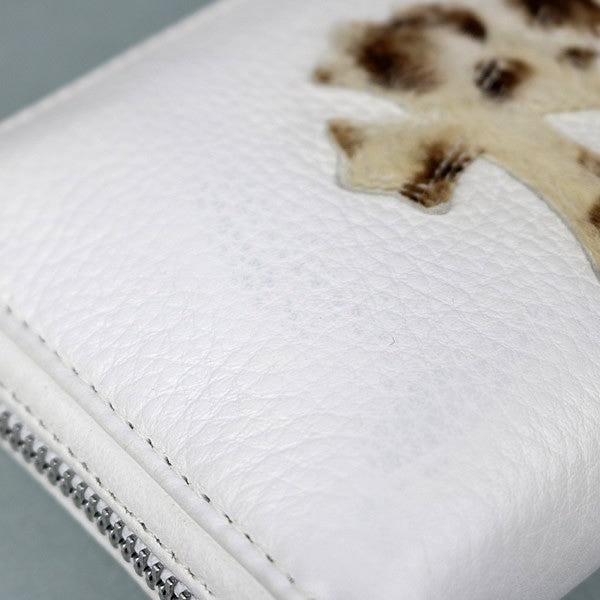 CHROME HEARTS REC F ZIP #2 3 Cemetery Cross Wallet White