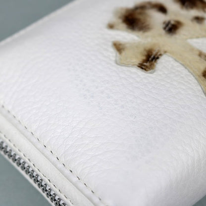CHROME HEARTS REC F ZIP #2 3 Cemetery Cross Wallet White