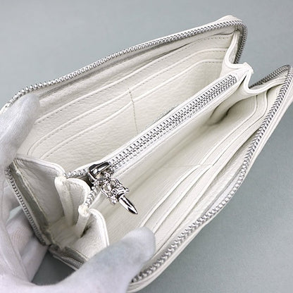 CHROME HEARTS REC F ZIP #2 3 Cemetery Cross Wallet White