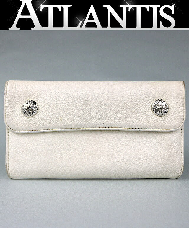 CHROME HEARTS Wave Tri-fold Cross Button Wallet White