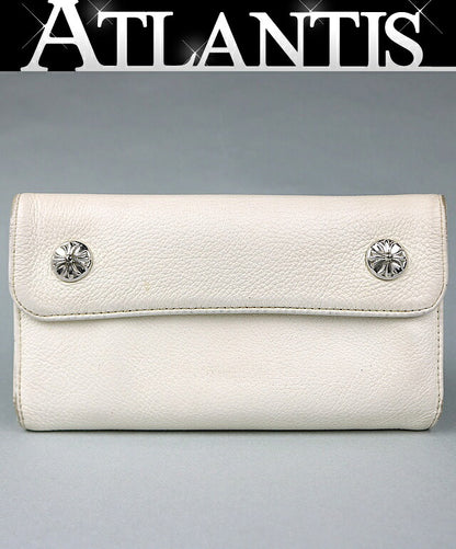 CHROME HEARTS Wave Tri-fold Cross Button Wallet White