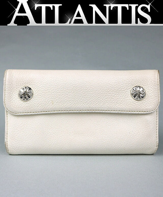 CHROME HEARTS Wave Tri-fold Cross Button Wallet White