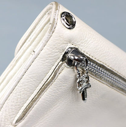 CHROME HEARTS Wave Tri-fold Cross Button Wallet White