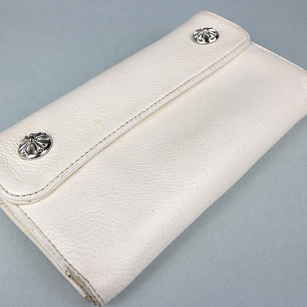 CHROME HEARTS Wave Tri-fold Cross Button Wallet White