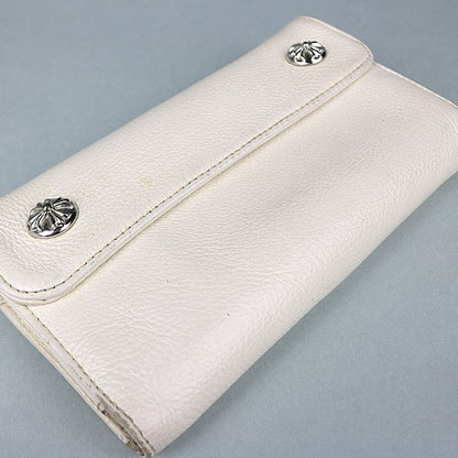 CHROME HEARTS Wave Tri-fold Cross Button Wallet White