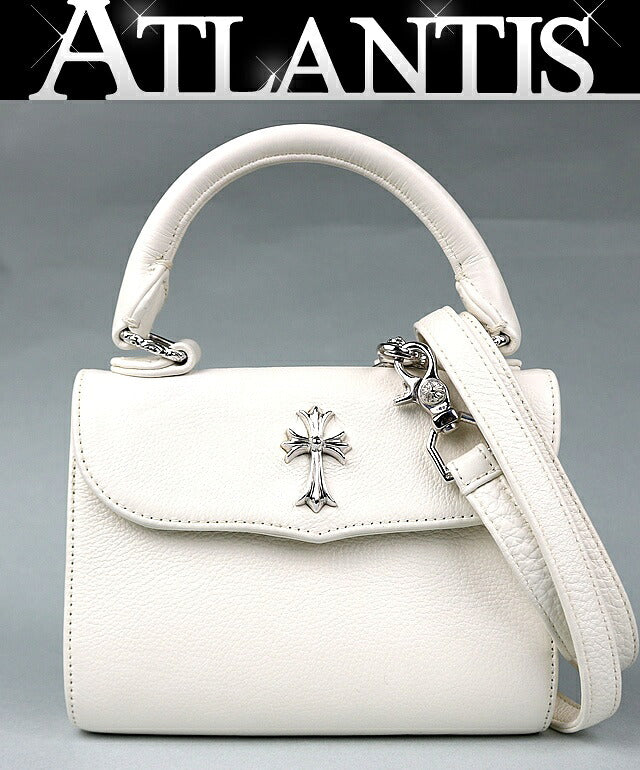 CHROME HEARTS Dog Adams Small CH Cross Leather White