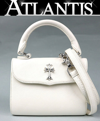CHROME HEARTS Dog Adams Small CH Cross Leather White