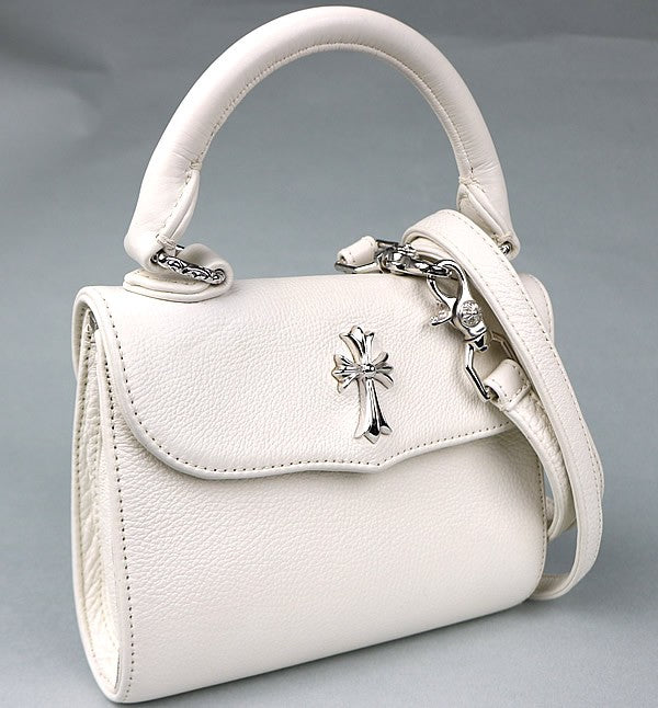 CHROME HEARTS Dog Adams Small CH Cross Leather White