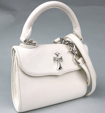 CHROME HEARTS Dog Adams Small CH Cross Leather White
