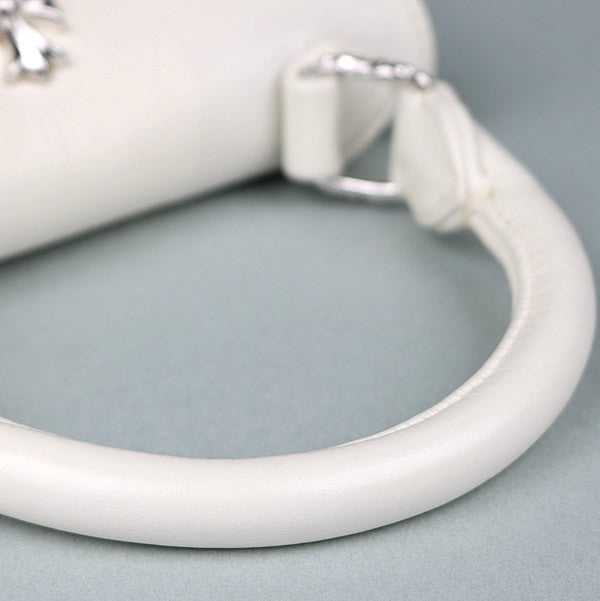CHROME HEARTS Dog Adams Small CH Cross Leather White