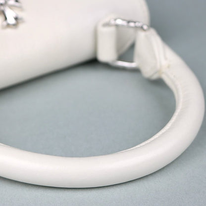 CHROME HEARTS Dog Adams Small CH Cross Leather White