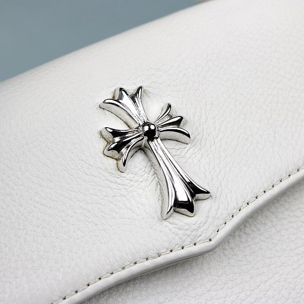 CHROME HEARTS Dog Adams Small CH Cross Leather White