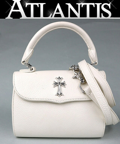 CHROME HEARTS Dog Adams Small CH Cross Leather White
