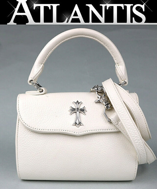 CHROME HEARTS Dog Adams Small CH Cross Leather White