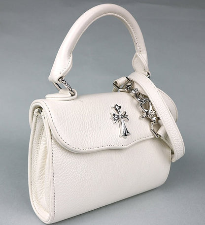 CHROME HEARTS Dog Adams Small CH Cross Leather White
