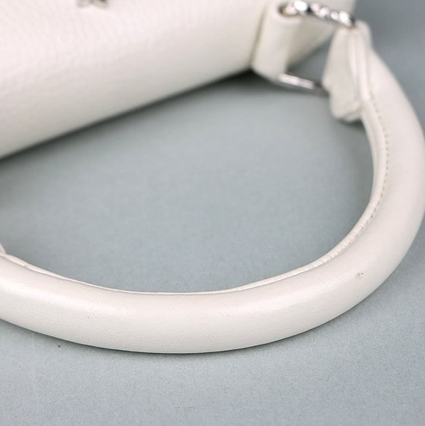 CHROME HEARTS Dog Adams Small CH Cross Leather White