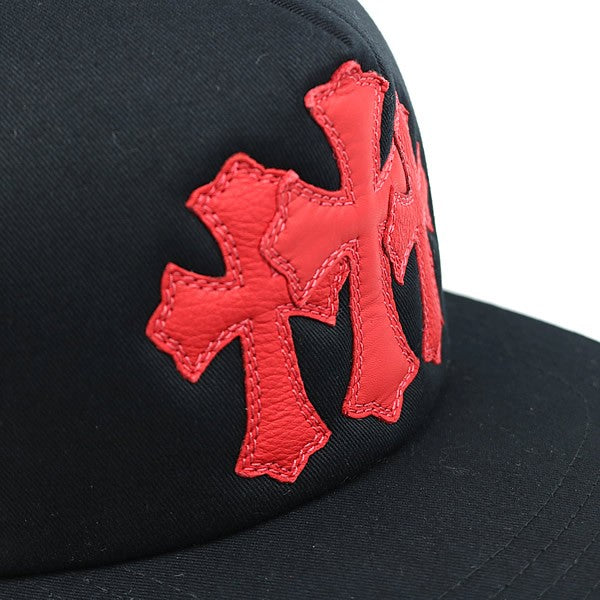 CHROME HEARTS Cemetery Cross Patch Trucker Hat Black/Red