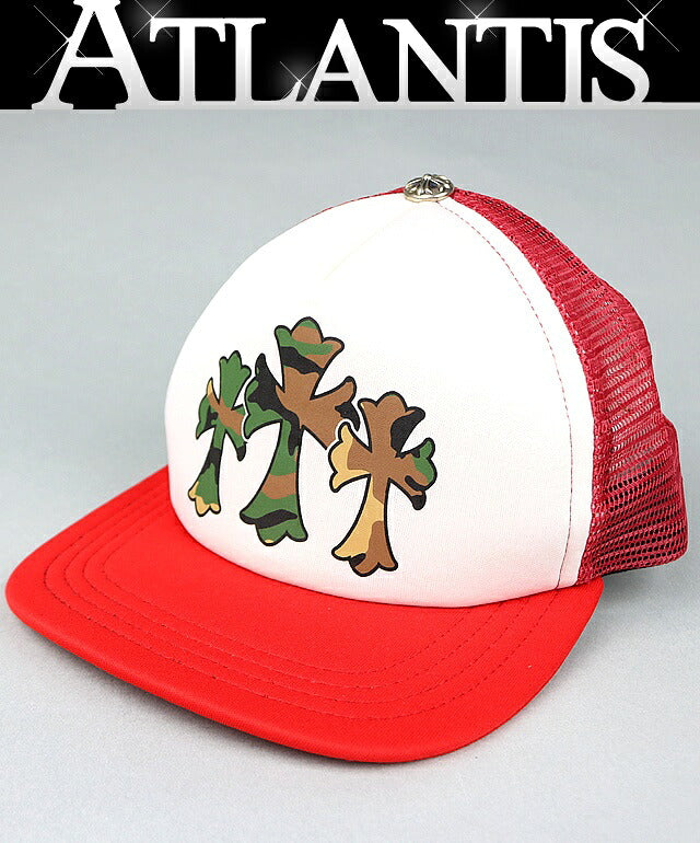 CHROME HEARTS 3 Cross Camo Red/White Trucker Cap