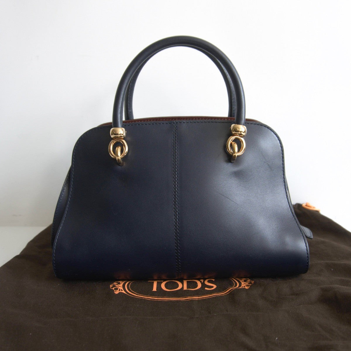 TOD'S Sella Navy Leather 2-Way Shoulder Bag Size ONE SIZE