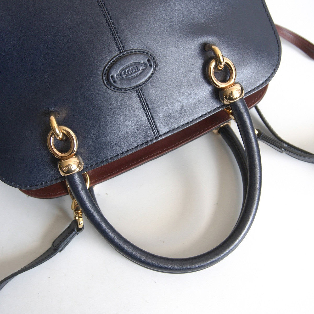 TOD'S Sella Navy Leather 2-Way Shoulder Bag Size ONE SIZE