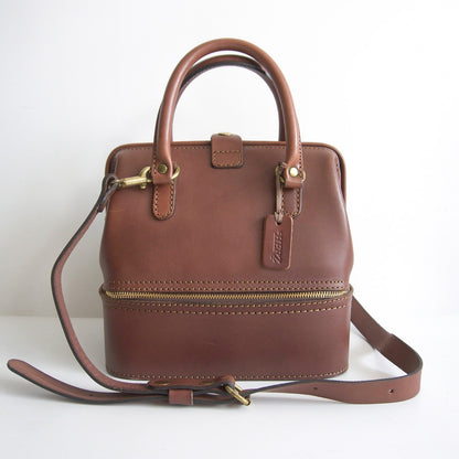 HERZ Brown Leather 2-Way Shoulder Kiss-Lock Size ONE SIZE