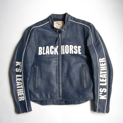 KADOYA BLACK HORSE Single Rider Leather Jacket Size XXL