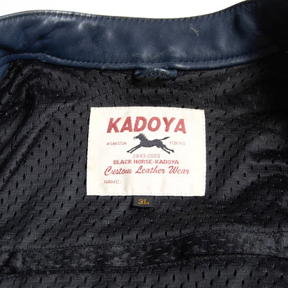 KADOYA BLACK HORSE Single Rider Leather Jacket Size XXL