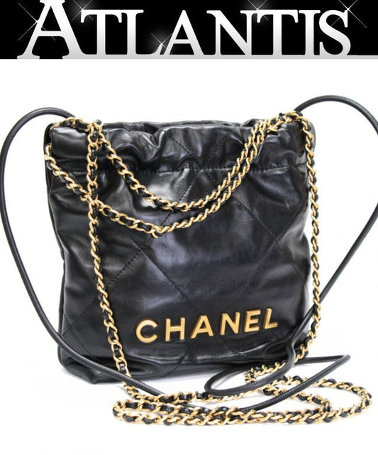 CHANEL 22 Mini Calfskin Chain Black GHW Shoulder Bag
