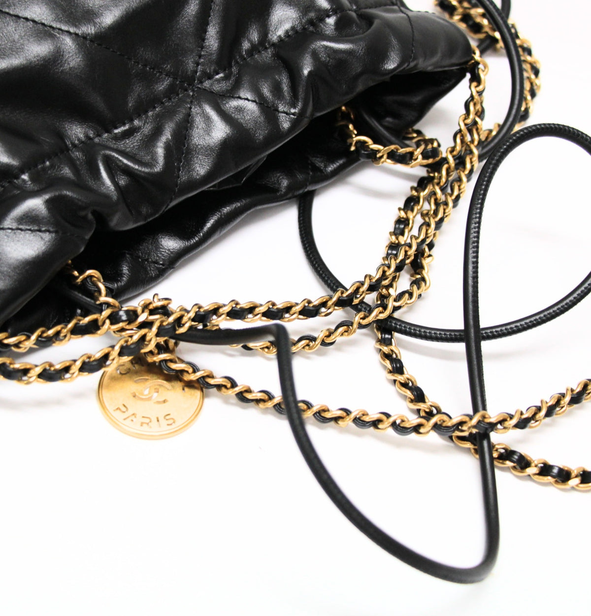CHANEL 22 Mini Calfskin Chain Black GHW Shoulder Bag