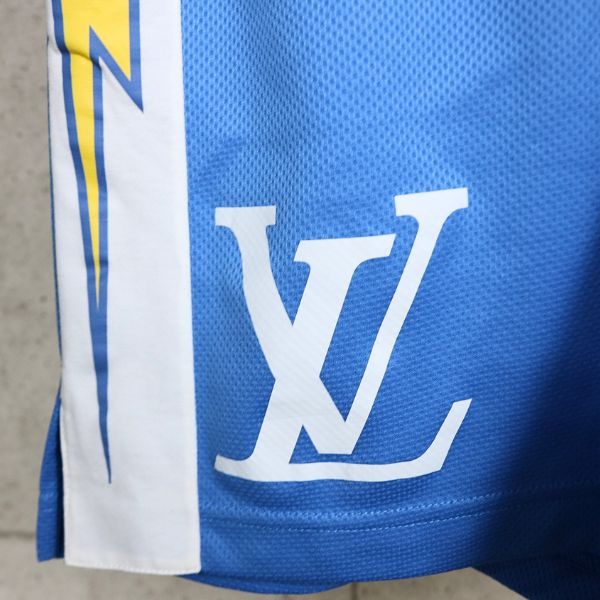 LOUIS VUITTON Logo Mesh Shorts Blue Size M
