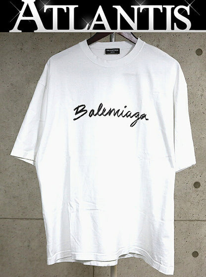 BALENCIAGA Logo Short Sleeve T-Shirt White Size L