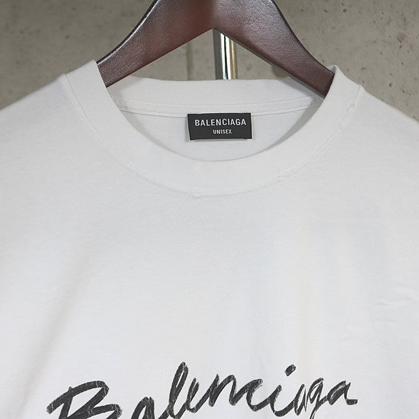 BALENCIAGA Logo Short Sleeve T-Shirt White Size L