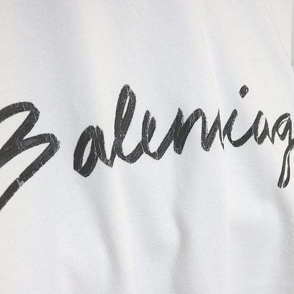 BALENCIAGA Logo Short Sleeve T-Shirt White Size L