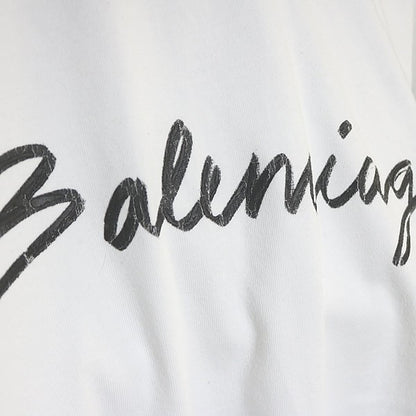 BALENCIAGA Logo Short Sleeve T-Shirt White Size L