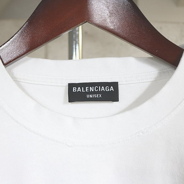 BALENCIAGA Logo Short Sleeve T-Shirt White Size L