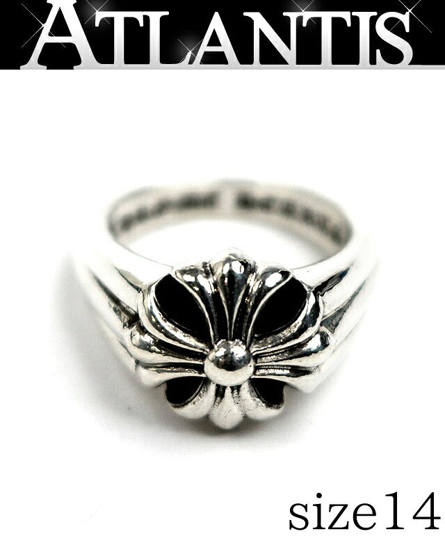 CHROME HEARTS Small Cutout CH Plus Silver 925 Ring Size JP 14